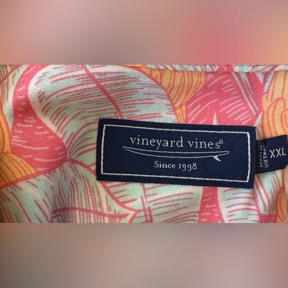 Vineyard Vines Orange and Red Leaf Pattern Shirt - Picture 3 of 3